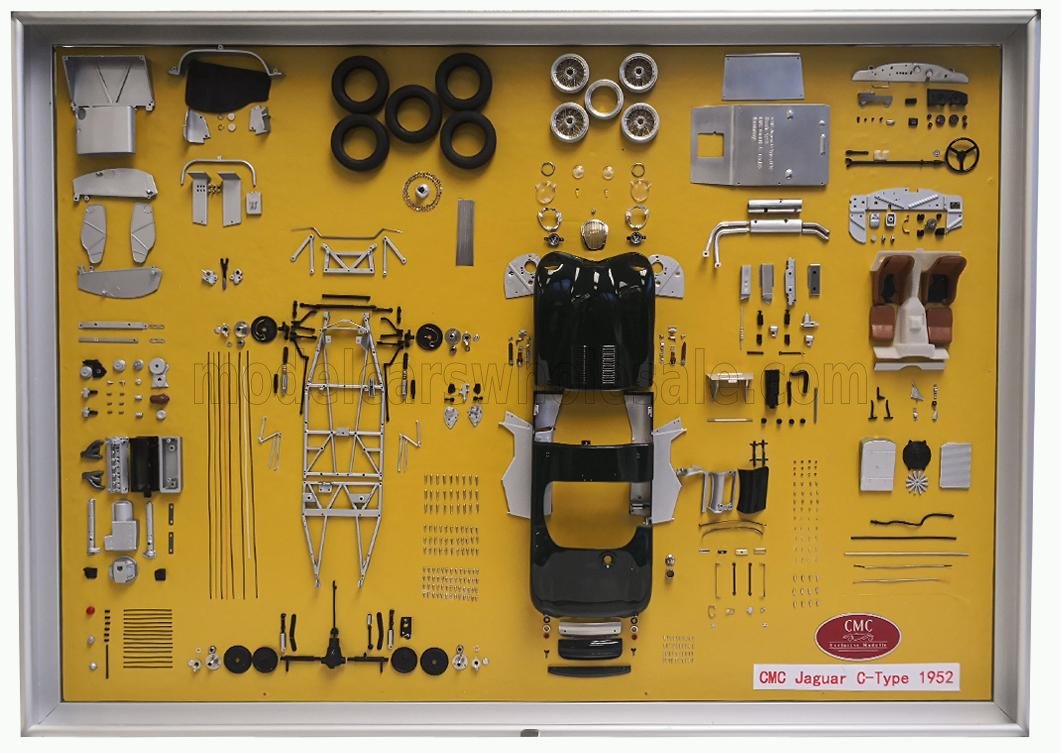 CMC JAGUAR  QUADRO PANEL DISPLAY C-TYPE SPIDER STREET VERSION 1952 PARTS BOARD  BRITISH RACING GREEN 1/18
